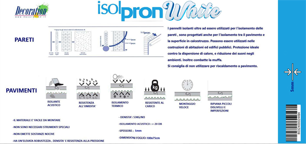 PANNELLI ISOLANTI POLIST. WHITE 5mm-LASTRA 75X100cm CF.21MQ