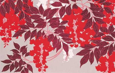 STAMPA DIGITALE IN TNT /BABYLON FOLIAGE RED 420x270cm