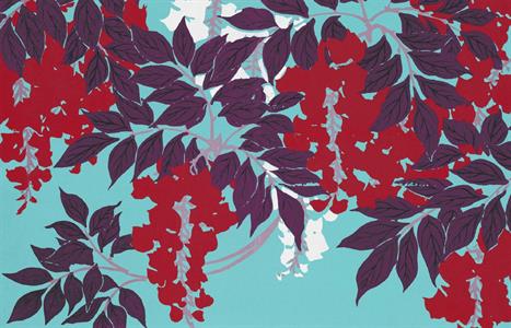 STAMPA DIGITALE IN TNT /BABYLON FOLIAGE RED B.420x270cm