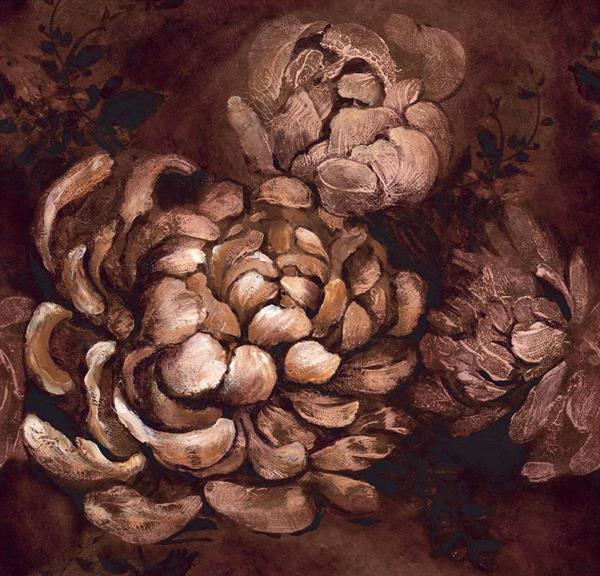 STAMPA DIGITALE IN TNT /BABYLON FLOWERS BROWN 280x270cm