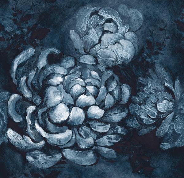 STAMPA DIGITALE IN TNT /BABYLON FLOWERS BLUE 280x270cm