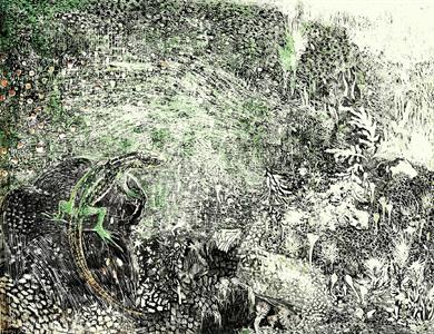 STAMPA DIGITALE IN TNT /BABYLON FOREST GREEN 350x270cm