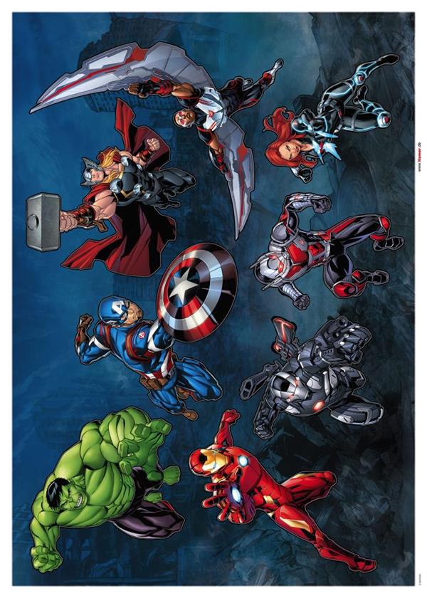 STIKERS INTO WONDERLAND /IN PVC ADESIVO AVENGERS  MIS.50X70CM