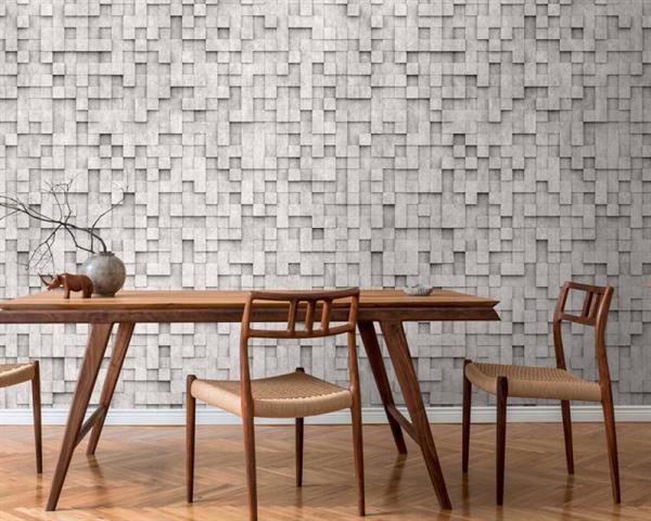 PARATO THE WALL 3  PVC  /TNT DESIGN 3D SILVER 1,59X2,80 MT( 3 TE