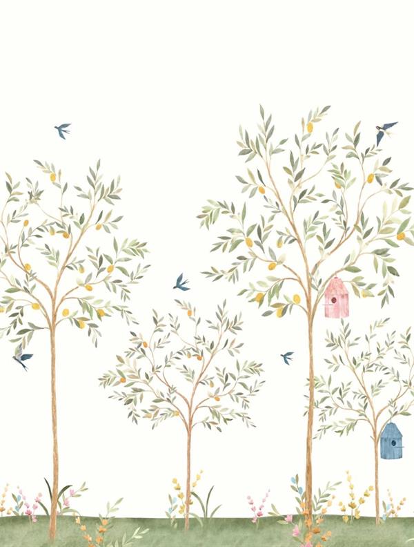 PARATO CUTE WALLS ECO   /TNT TREE WHITE 2,12X2,80H MT (4TELI)