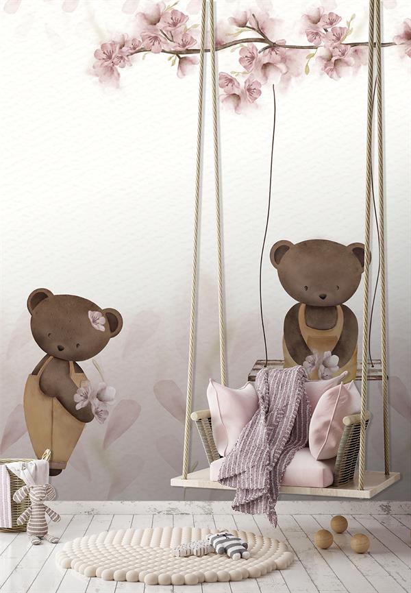 PARATO CUTE WALLS ECO   /TNT BEAR PINK 2,12X2,80H MT (4 TELI)