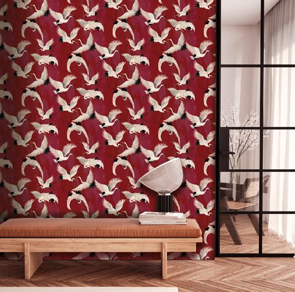 PARATO DESIGNER WALLS IN/TNT SWANS RED 0,50X10,05MT